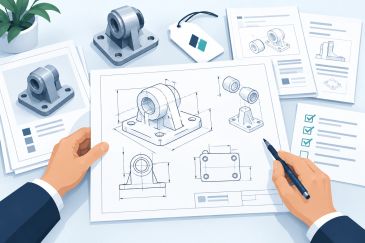 智慧財產概念示意：技術文件、品牌與人工審閱