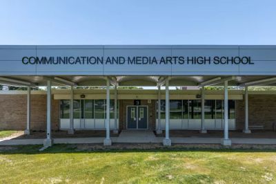 Front entrance of Communication and Media Arts High School.