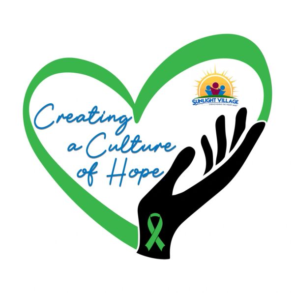 Heart and hand symbol with 'Creating a Culture of Hope' text.
