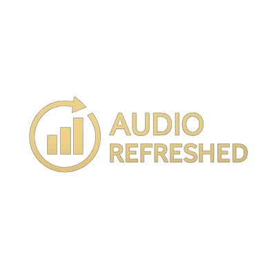 Logo with bars and circular arrow, text reads 'Audio Refreshed'.