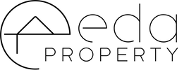 Logo for Aeda Property with a stylized house roof inside a circle.