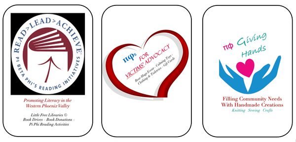 Each icon represents one of Arrowhead-West Phoenix Pi Beta Phi's philanthropic focuses.