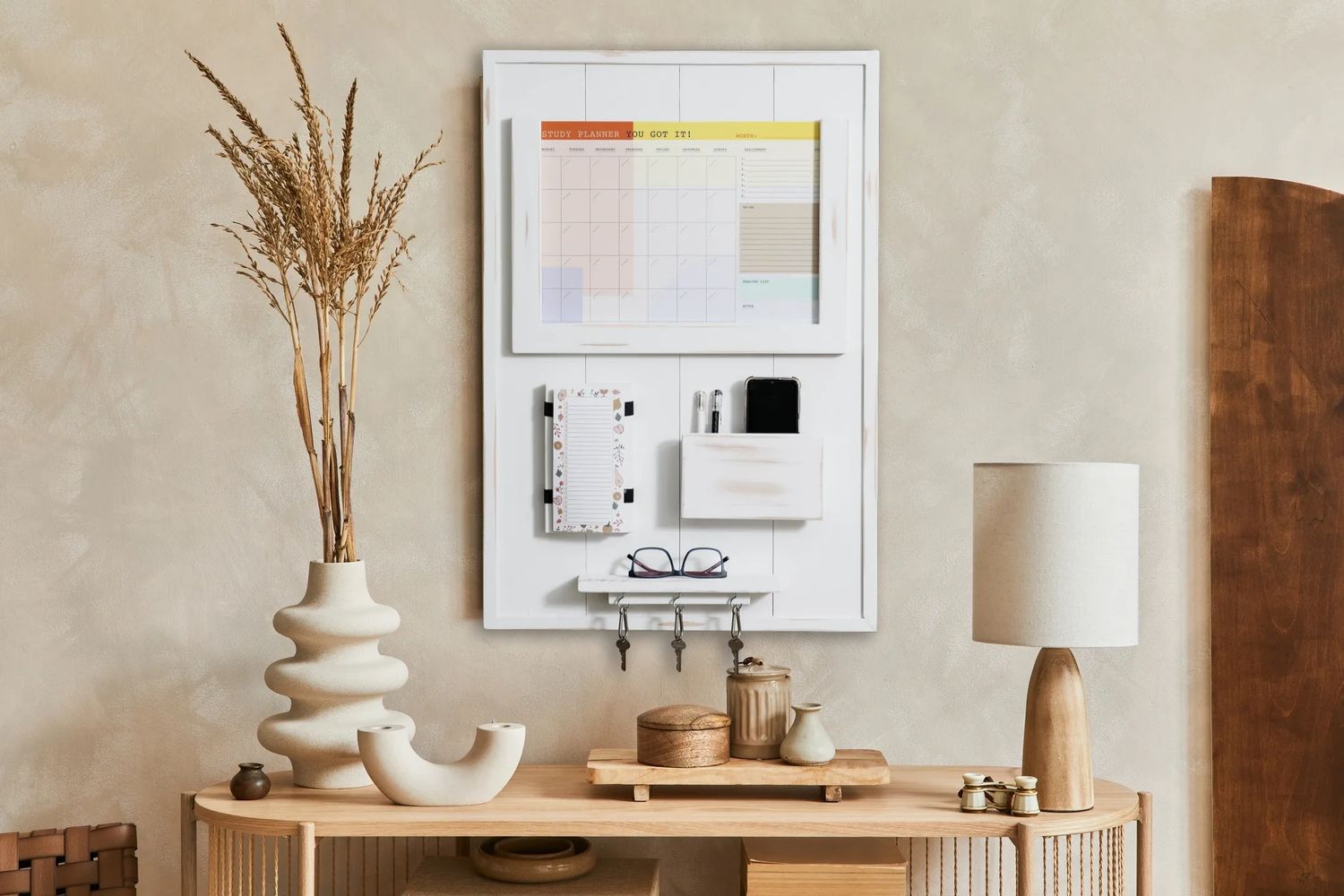 Stylish, Coastal, Monthly Planner and Meal Planning, Wall Organization Solid Timber Artwork 