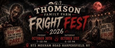 Halloween horror event poster with zombies and eerie red moon.