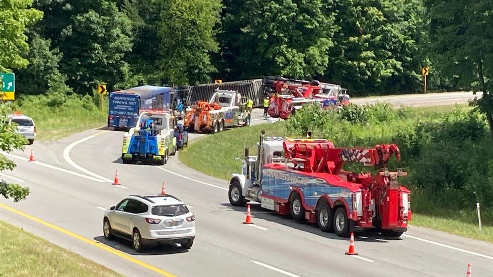 A rollover crash on July 26, 2022 closed the ramp to US-127 in Lansing.(WILX)