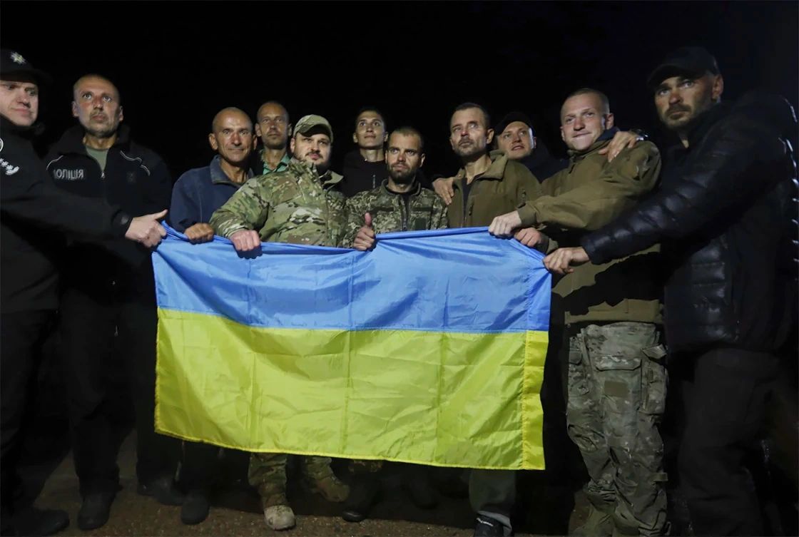 Ukrainian soldiers released in a prisoner exchange between Russia and Ukraine AP