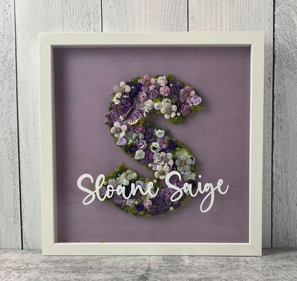 lavender floral monogram wall art