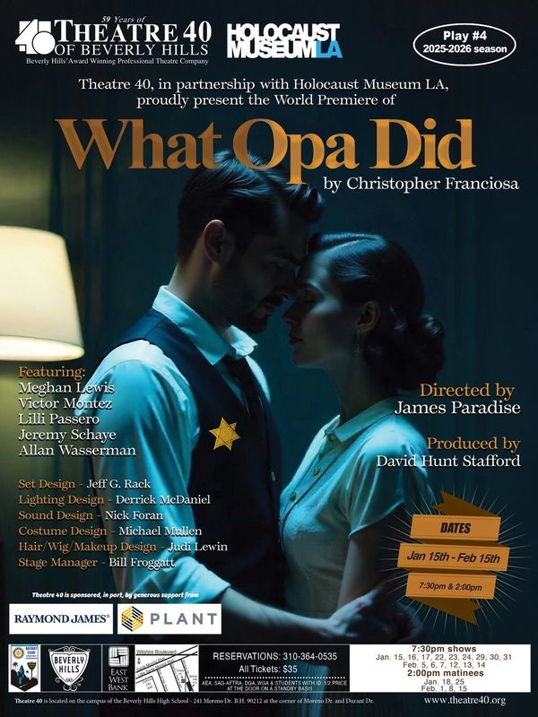 Promotional poster for the play "What Opa Did" by Christopher Franciosa.