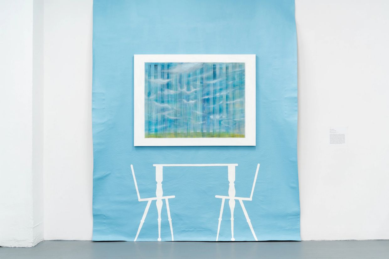 Toile l'ensemencement des nuages présentée à la galerie POPOP fait par l'artiste Marie-Eve Côté