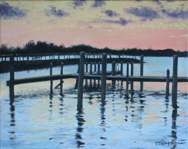 Edenton Pier in Edenton, NC at sunset.