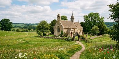 Pretty Little Church on a meadow
