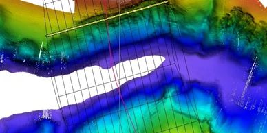 Example of bathymetric data with lineplan