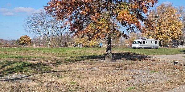 Campsites and trees in the fall at Seville campground