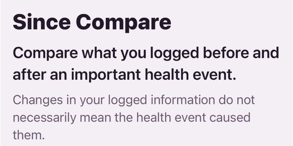 Instruction to compare logged health data before and after an event.