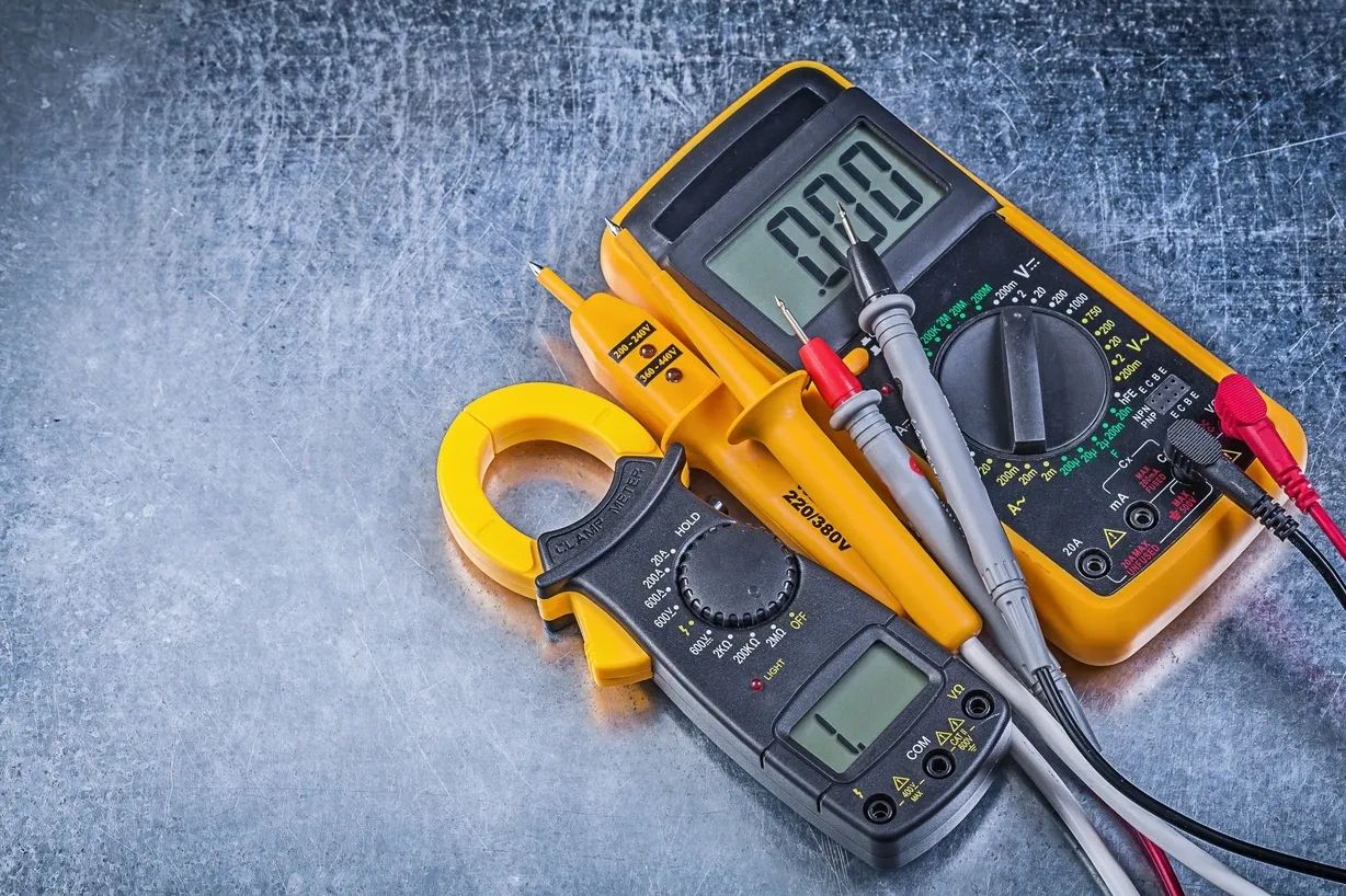 Electrician tools for measuring and troubleshooting when making repairs.