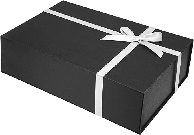 5 Large Black Gift Boxes With Lids 13.5x9x4 Magnetic Gift Box With Ribbon