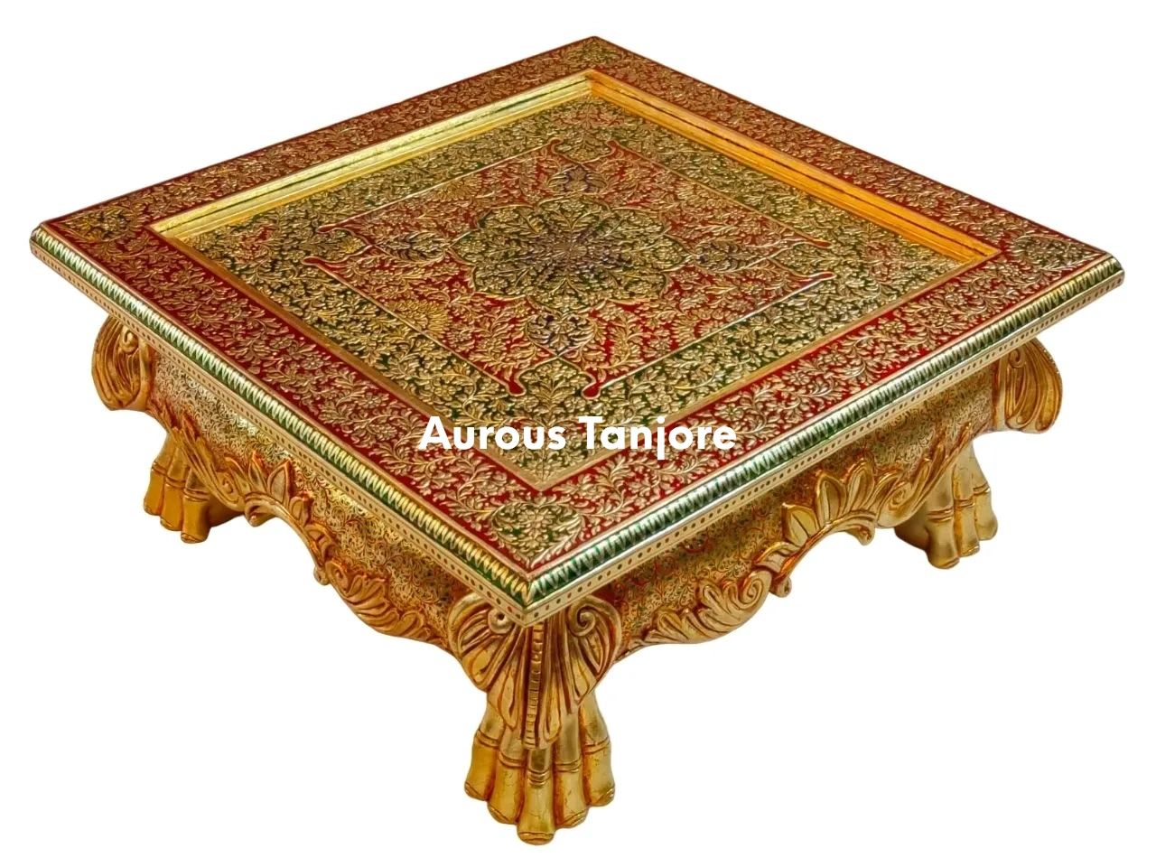 Handicrafts Gold embossed  teakwood premium bajot with unique design and premium look wedding bajot 