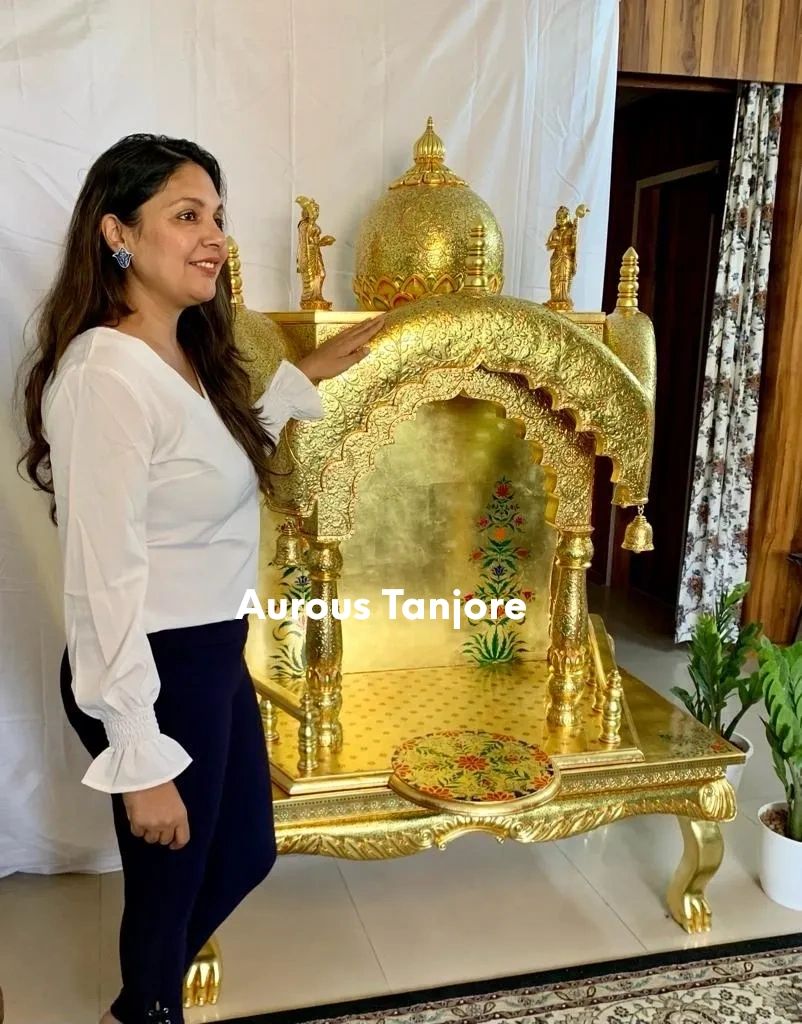 6 Foot 24K Solid Teak  Wood Gold Temple