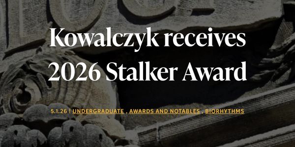 Announcement of Kowalczyk receiving the 2026 Stalker Award.