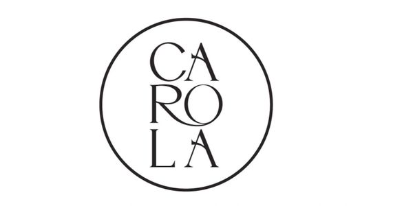 A circular logo with the name 'CAROLA' in artistic typography.