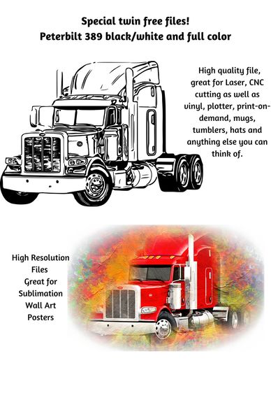 Peterbilt svg png dxf cricut, silhouette, cut file cnc, laser, shirts, hats, mugs, tumbler, sticker 