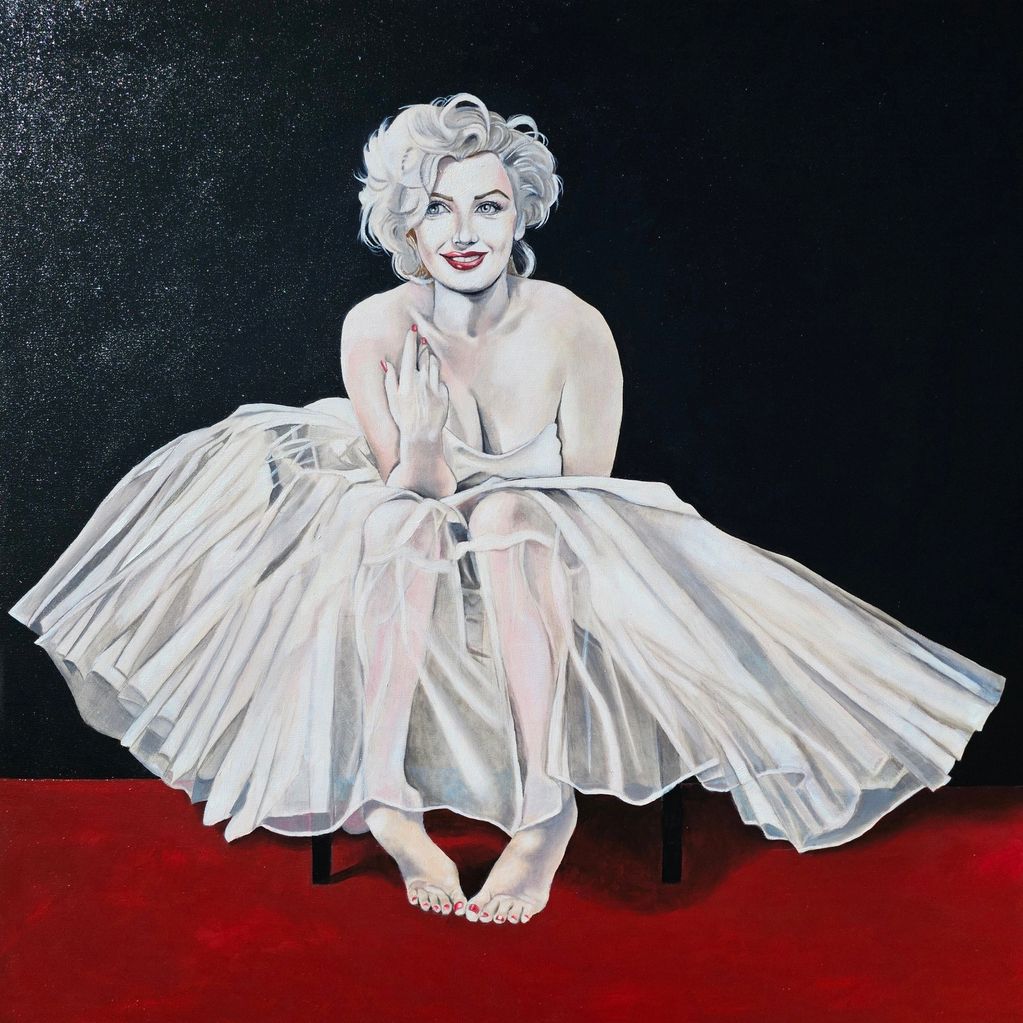 "Marilyn in Red" Oil on canvas, 36 x 36