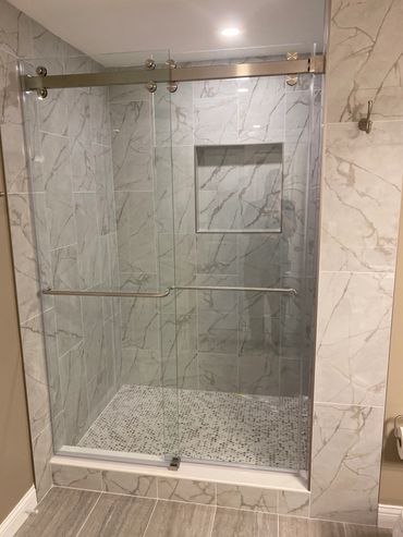 frameless bypass slider shower enclosure 