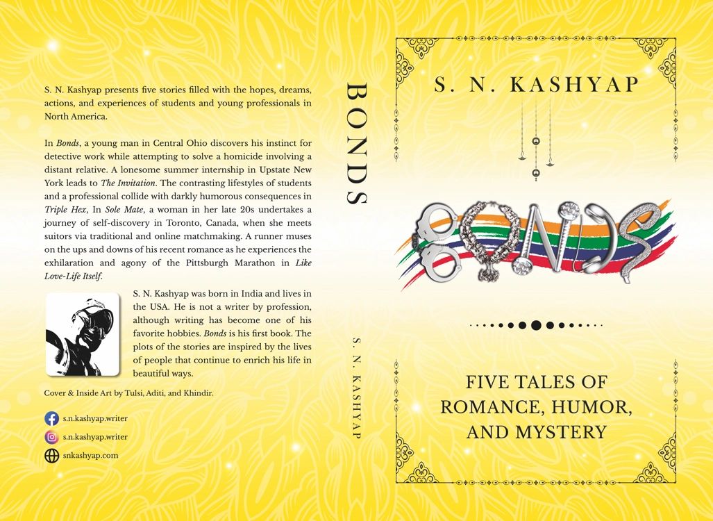 Highly rated/reviewed debut book Bonds by S.N. Kashyap - hardcover, paperback, ebook cover