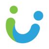 Abstract logo with green and blue shapes forming a U-like figure.