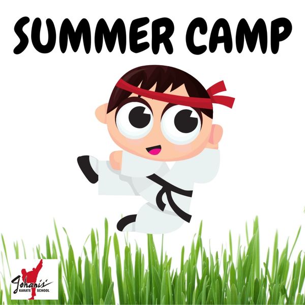Poster says:
"SUMMER CAMP"
( plus cartoon character dancing on grass)