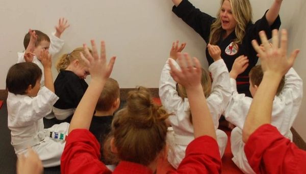 Sifu Elyse having fun, teaching a group of Little Ninjas