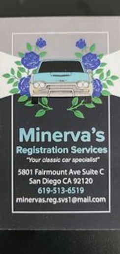 Minerva's business card contact information