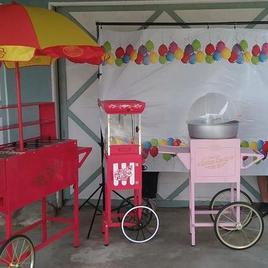 party supplies, popcorn and cotton candy machine photo