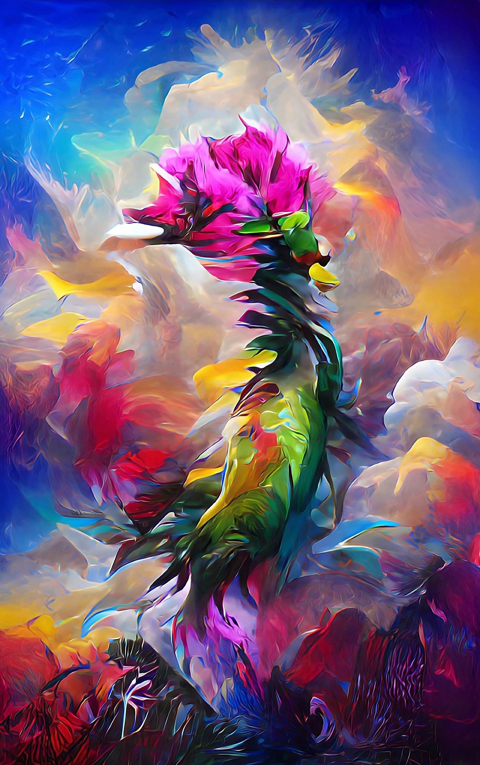 Year of the Dragon Art Print from Carl Jacobson's Flowers of the Metaverse Collection