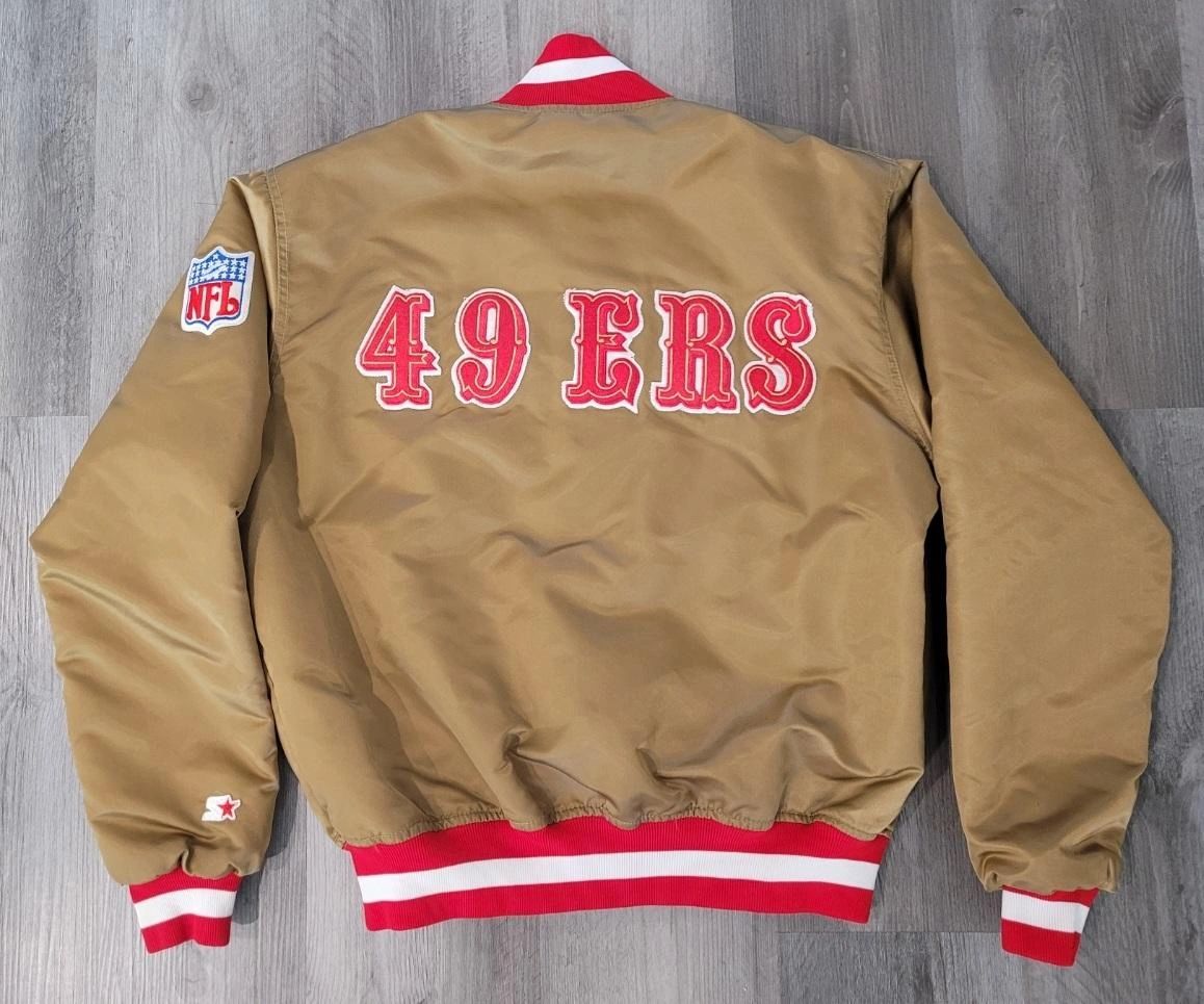 80S Vintage San Francisco 49ers Gold Satin Starter Jacket LARGE PRO LINE