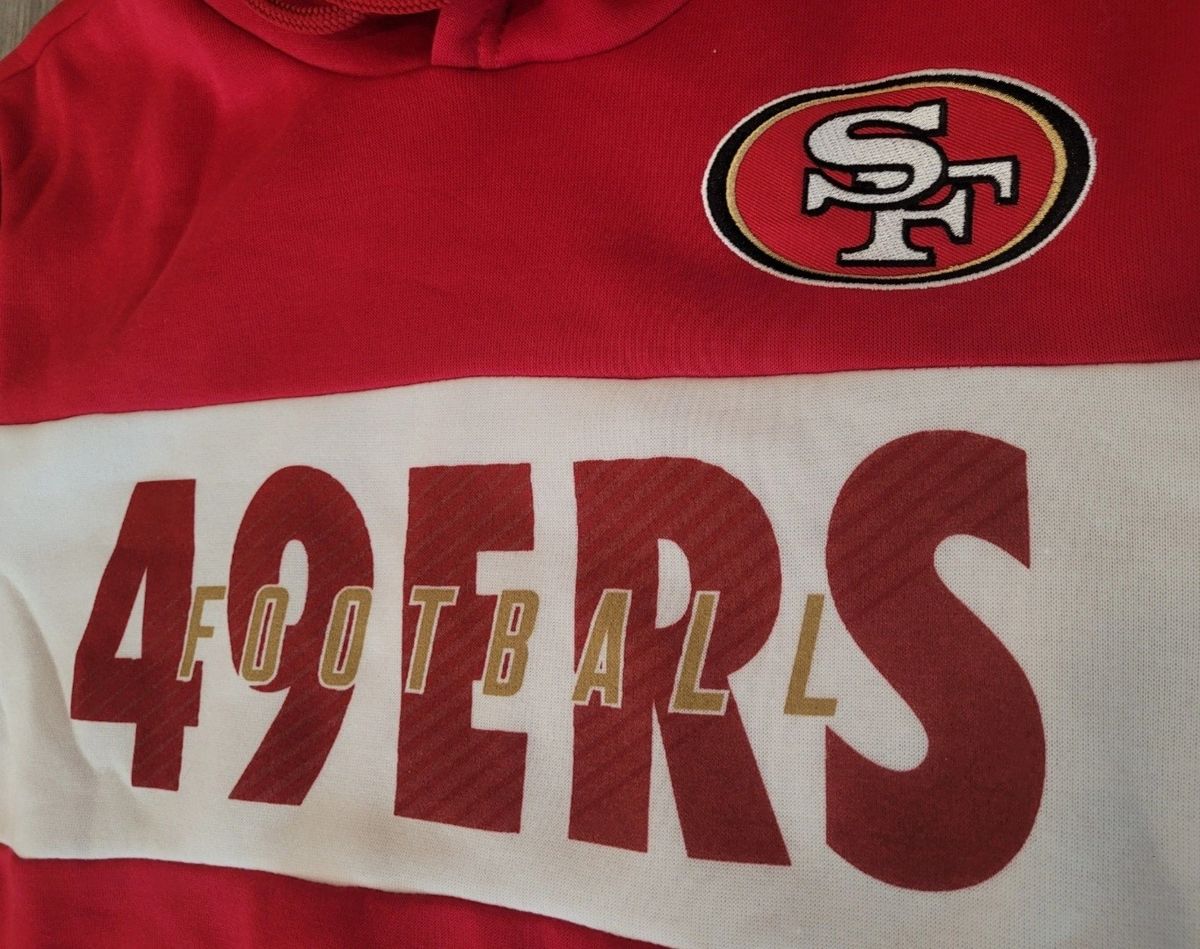 Authentic NFL Team Apparel 49ers Football Adult Red/White Hoodie