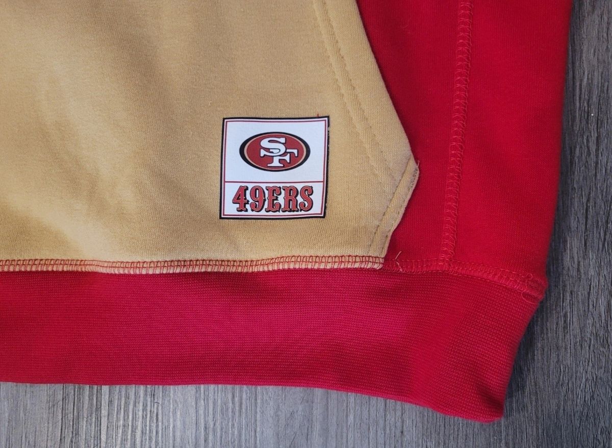 Authentic NFL Team Apparel 49ers Logo Adult Red/Gold Hoodie