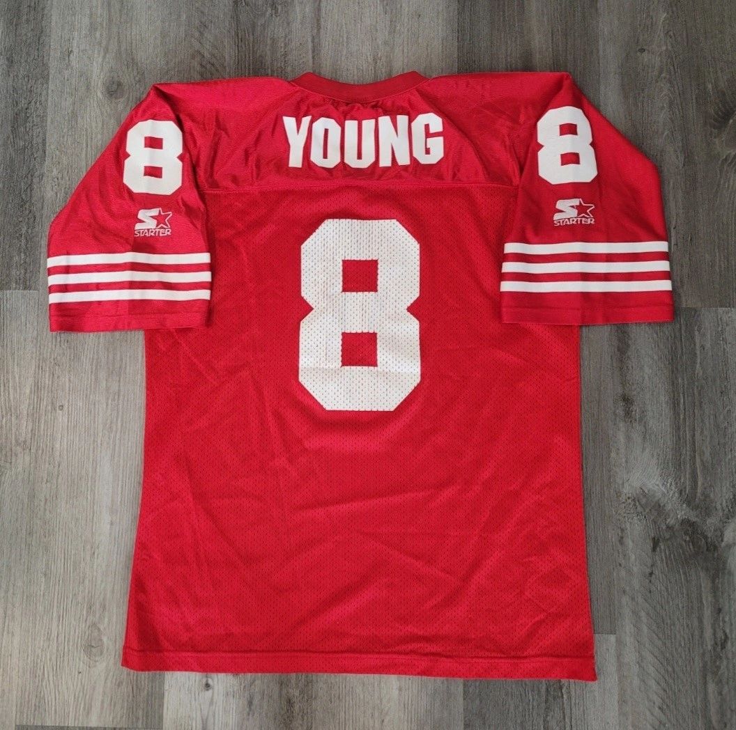 49ers Authentic Vintage Black/Red 1995 Starter #8 STEVE YOUNG jersey size  52/XL