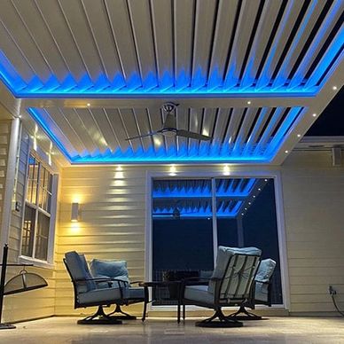 Pergola with built-in lighting for evening entertaining