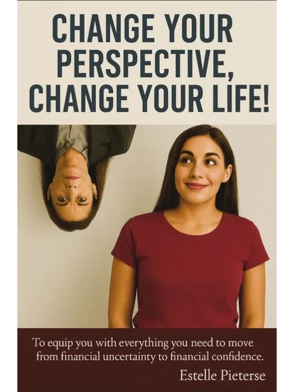 Motivational quote urging to change perspective for a better life, featuring a woman and her upside-down reflection.
