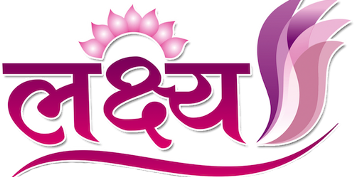 Logo with Hindi text and pink lotus flower design.