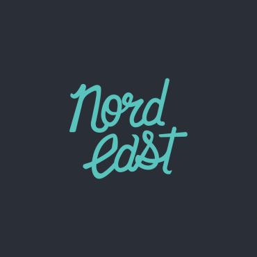 Handwritten teal text saying 'nord east' on dark background.