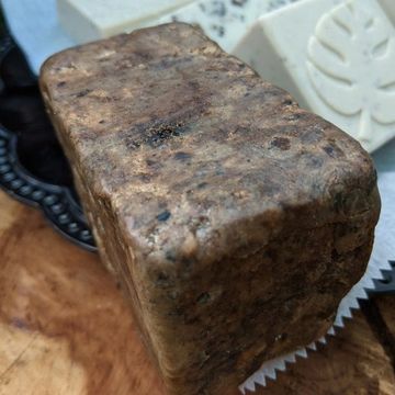 100% Organic Raw Black Soap, 8 oz. Block Plant Based African Soap, Dark Spot Remover