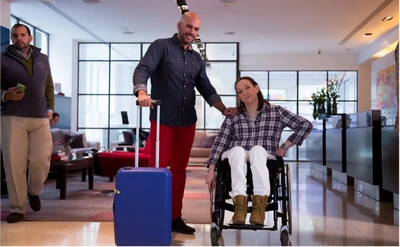 Wheelchair  guest visiting a hotel