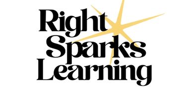 Logo with text 'Right Sparks Learning' and a golden starburst.