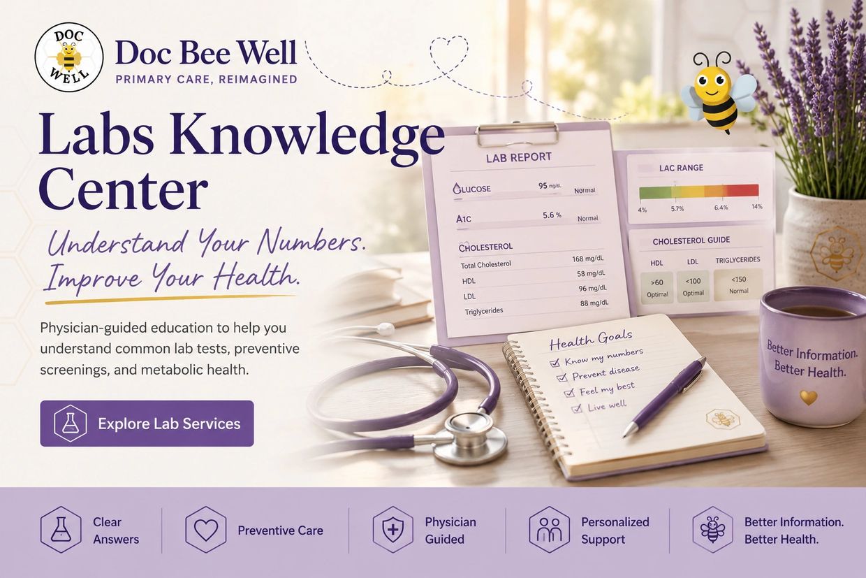 Doc Bee Well Labs Knowledge Center health education and laboratory testing resources