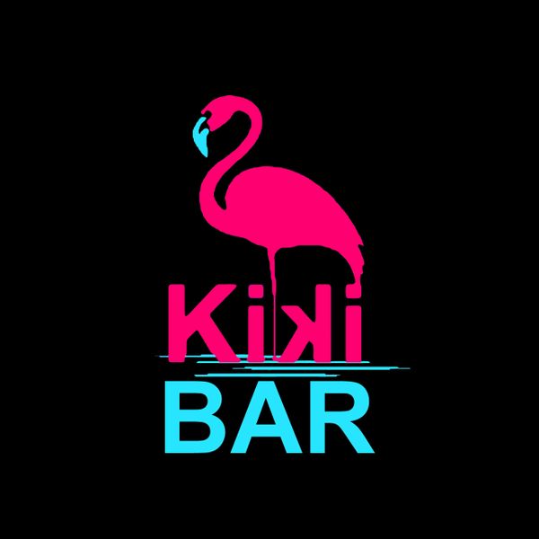 Logo du Kiki Bar, Flamand Rose sur une eau turquoise