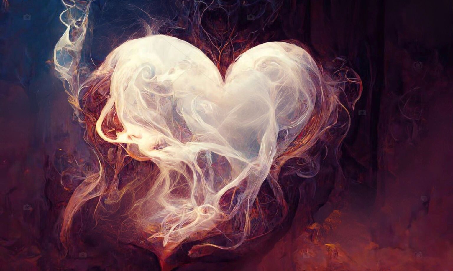 Heart rising in smoke 