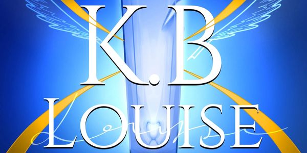 K.B Louise logo with glowing blue background.