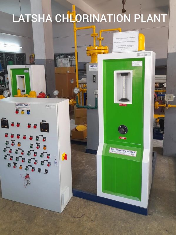 Industrial chlorination system and control panel at Latsha Chlorination Plant.